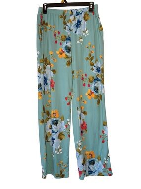 3/$20 Anyally Floral Pajama Pants - Turquoise with Multicolor Blooms
